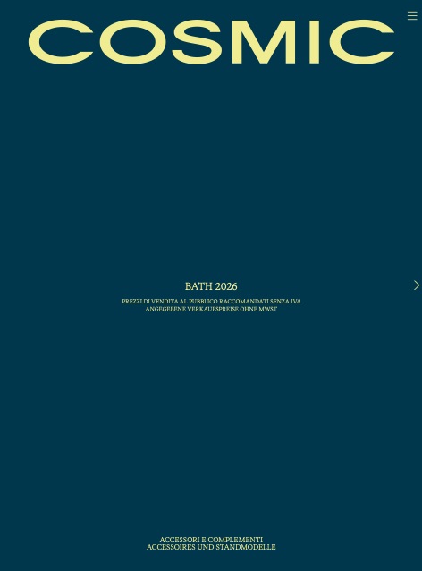 Cosmic - Listino prezzi Bath 2026