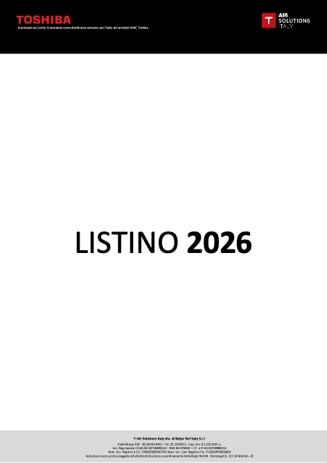 Toshiba Italia Multiclima - Listino prezzi 2026 - Rev. 1