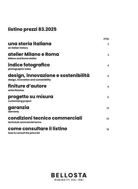 Bellosta Rubinetterie - Listino prezzi 83.2025 | VOLUME 4