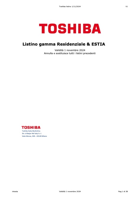 Toshiba Italia Multiclima - 价目表 Gamma Residenziale & Estia