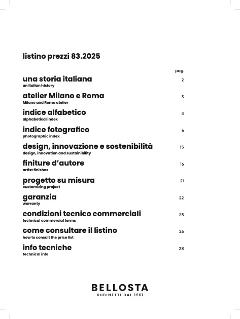 Bellosta Rubinetterie - Listino prezzi 83.2025 | VOLUME 3